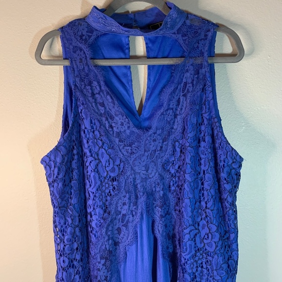 Lucky & Blessed Women's Dress Large |Sheer | Lace | Deep V Neck | Elegant | L&B - Picture 7 of 11